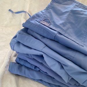 buy all 9 at once!!: xs petite light blue/periwinkle scrub pants